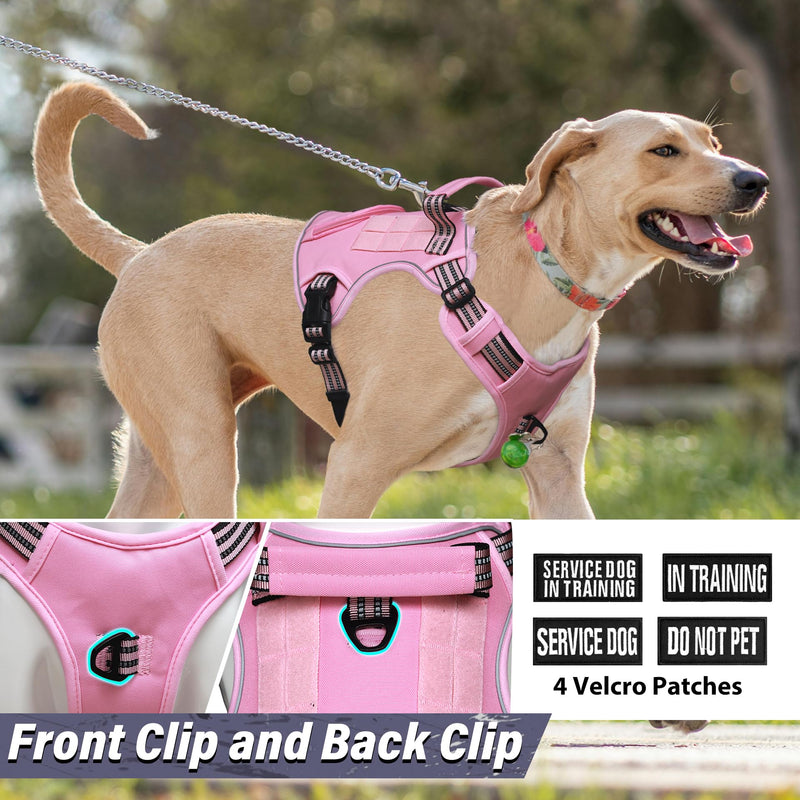 Heavy Duty Tactical Dog Harness for Large Dogs, Adjustable Reflective Service Vest with Control Handle & 4 Patches, No Pull Soft Padded Military Pet Harness for Training Walking Hiking (Brown, XL) Brown - PawsPlanet Australia