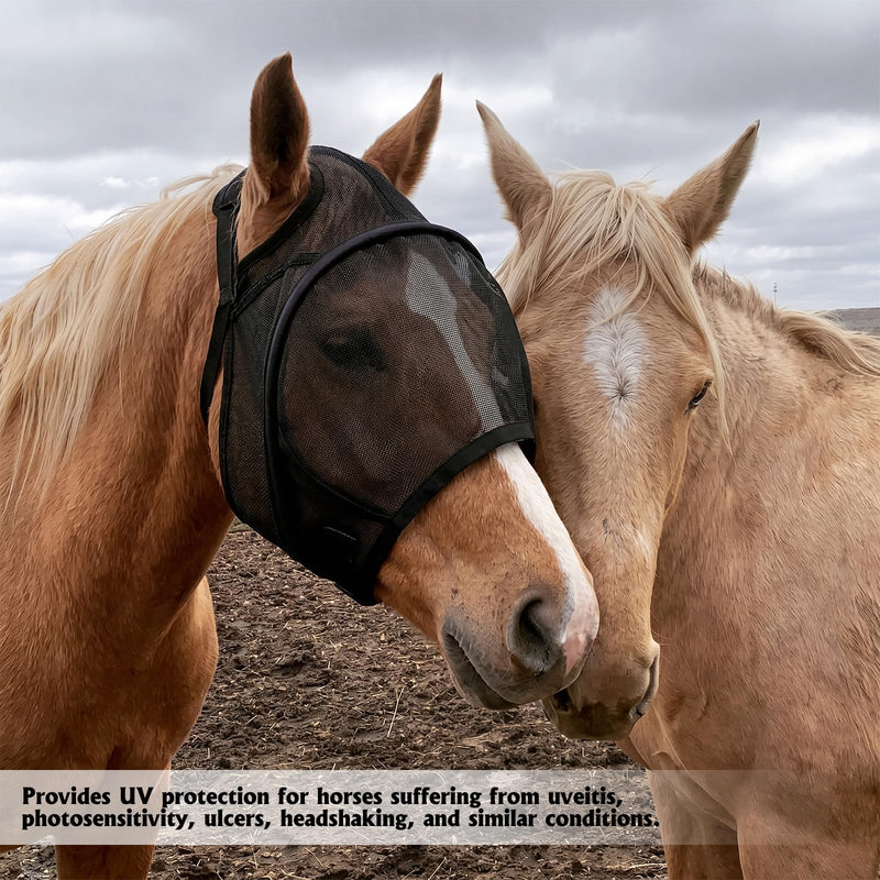 Horse Fly Mask for Adult Horse UV Eye Protection to 99% for Horses with Uveitis, Photosensitivity, Ulcer, Head Shaking