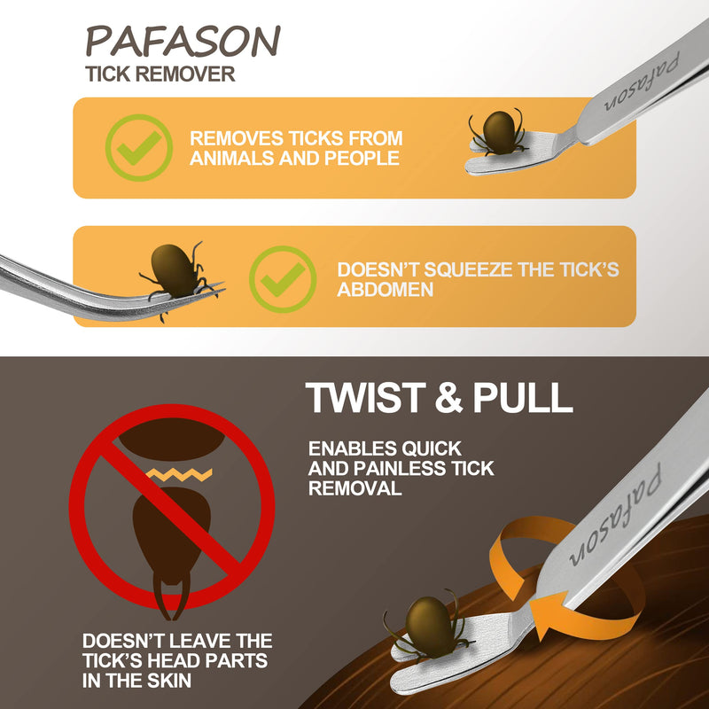 Pafason Stainless Steel Premium Dual-Headed Tick Removal Twister Tweezer Set - Remover for Dogs, Cats and Humans with Storage Case - PawsPlanet Australia