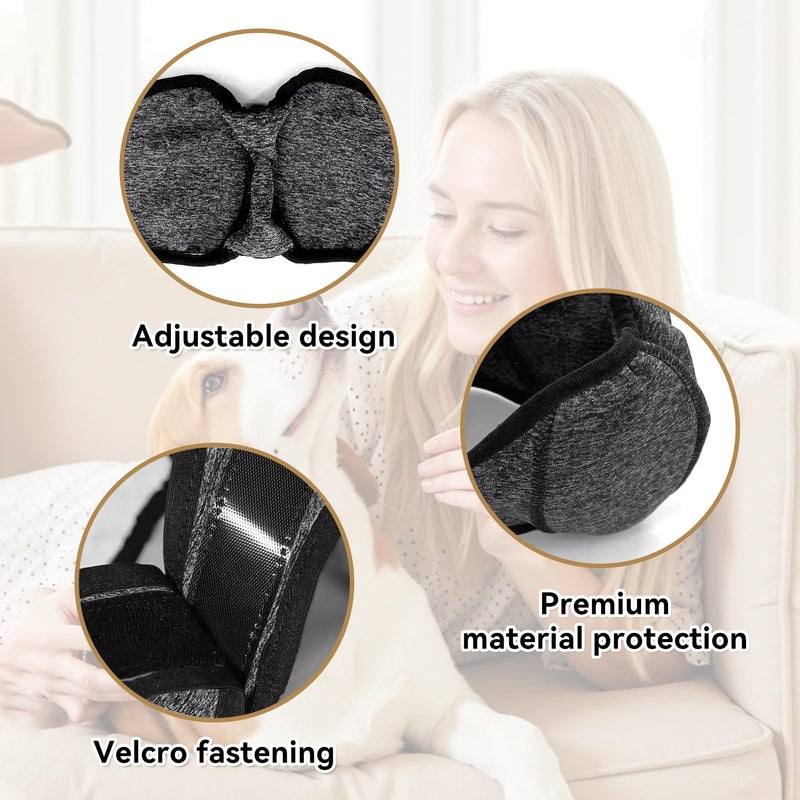 Dog Ear Defenders, Adjustable Waterproof Pet Ear Muffs for Dogs, Quiet Dog Snood Ear Protectors, Hoodie Ears Cover Muffs Plug for Bath Noisy Reduction Grooming Fireworks Thunderstorms (Gray, M)