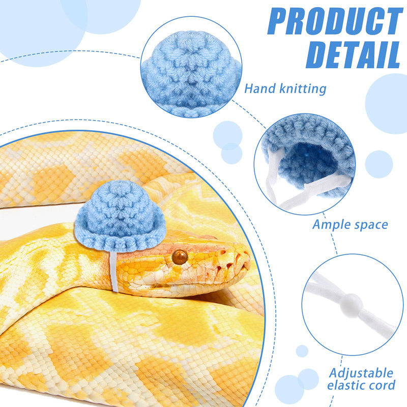 8 Pieces Mini Cute Pet Hat with Adjustable Elastic Chin Strap, Snake Hamster Lizard Guinea Pig Knitted Hat Small Reptile Animal Decoration Supplies Lovely Accessories - PawsPlanet Australia
