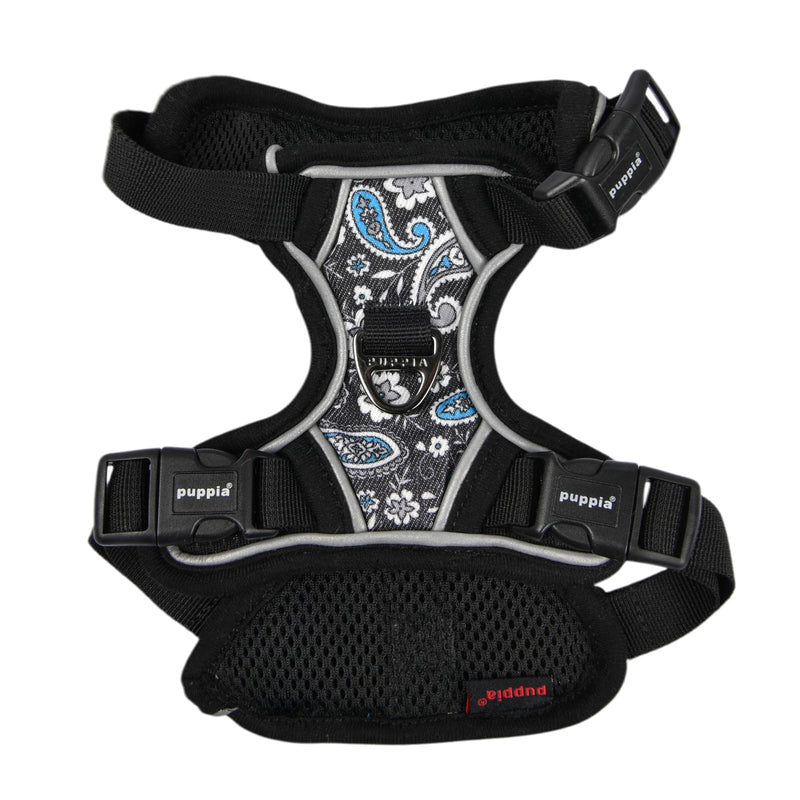 Puppia Cynthia Dog Harness H Sturdy Adjustable Neck and Chest Reflective Flower Pattern Front and Back D-Ring for Small and Medium Dogs, Black, Medium - PawsPlanet Australia