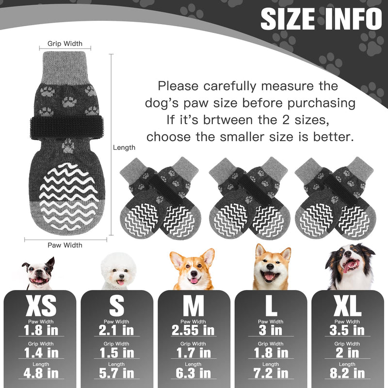 EXPAWLORER 3 Pairs Anti-Slip Dog Socks - Dog Shoes for Hot/Cold Pavement,Soft Paw Protector for Wooden Floor, Prevents Licking, Slipping for Puppy Small Medium Large, Senior Dogs Grey - PawsPlanet Australia