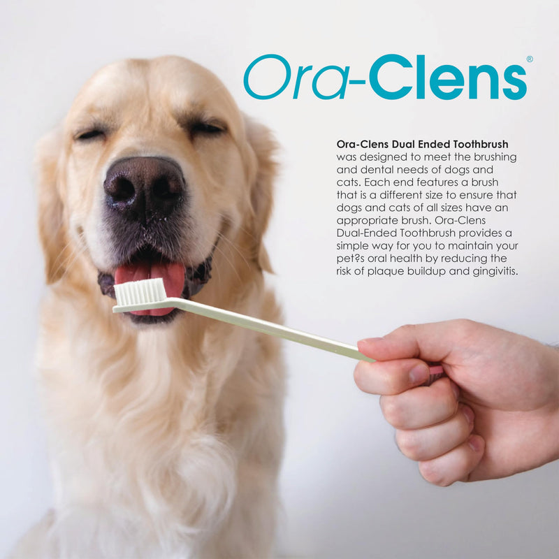 Dual Ended Toothbrush- Ergonomic Angled Design, Long Flexible Neck, Lightweight, Comfortable, Helps Control Tartar, Plaque & Bad Breath for Dogs and Cats. - PawsPlanet Australia