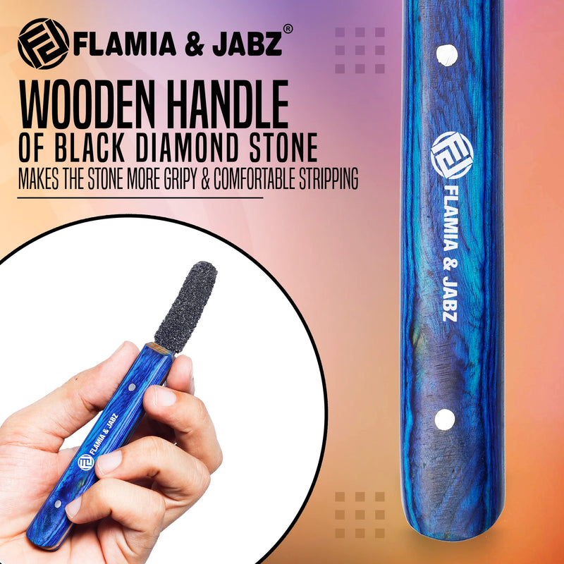 FLAMIA & JABZ Stripping Metal Stone Diamond Edged for Dogs, Cats & Pets with Wooden Grip (Coarse) Coarse Diamond Stone - PawsPlanet Australia
