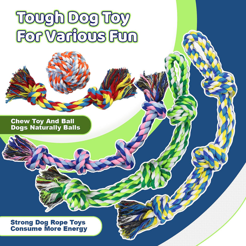 Large Dog Rope Toys for Aggressive Chewers, Dog Toys Set for Large and Medium Dogs, Tough Natural Cotton Puppy Chew Toy for Chewing, Tug Toy 9 Pack 9 Packs - PawsPlanet Australia