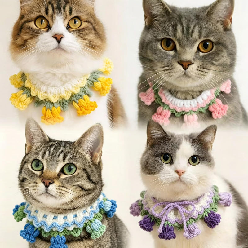 Soft Plush Flower Pet Collar for Cats & Dogs, Adjustable Cute Floral Neck Cone, Comfortable Protective Recovery Collar for Kitten Puppy Grooming & Daily Wear (M) M
