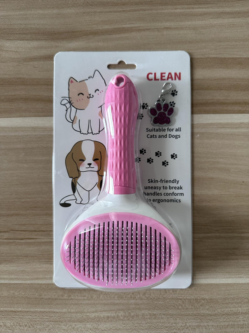 Self-Cleaning Pet Grooming Brush – Stainless Steel Slicker Brush for Dogs, Cats, Rabbits & Small Pets – Ideal for Shedding, Tangles, and Mats – Perfect for Short & Long Hair Breeds by (Pink) Pink