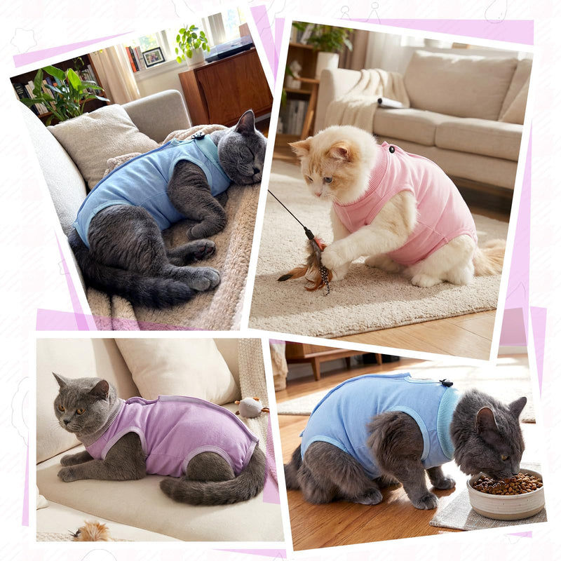 Cat Surgery Recovery Suit Female Medium, Kitten Onesie Bodysuit for Cat After Surgery, Cone of Shame Alternative Suit for Cat Anti Licking Spay Abdominal Wounds Skin Diseases Protection (Purple, M) Purple