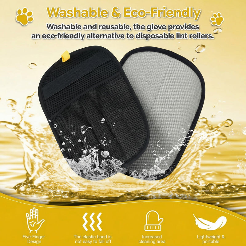 Pet Hair Removal Glove for Cat & Dog,Resuable Five-Finger Electrostatic Magic Brush,Washable Multi-Surface Pet Hair Remover Tool for Furniture, Clothing, Sofa, Carpet, Bed & Car