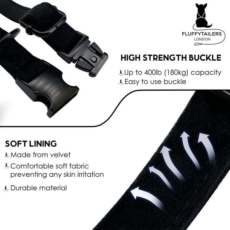 Dog Collar Bowtie – Comfortable Luxury Black Velvet Adjustable Dog Collar with Detachable Bow Tie Safety Buckle for Puppy Small Medium Dogs and Cat, Size (Small) - PawsPlanet Australia