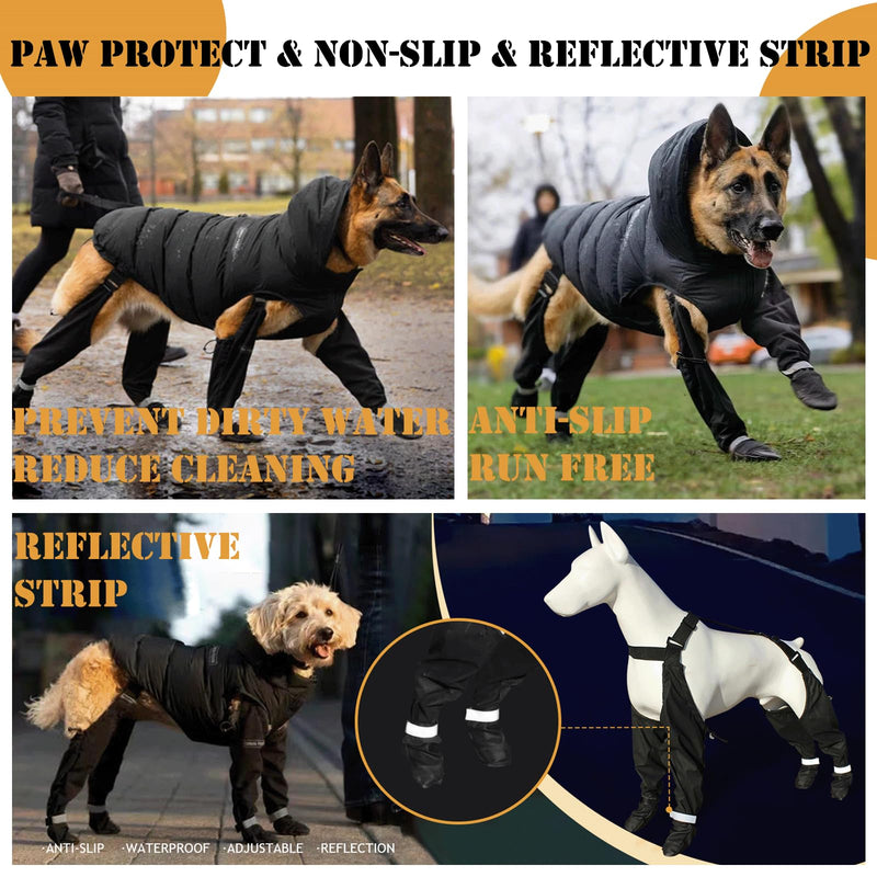 yucca Dog Suspender Booties, Paw Boot Leggings Anti-Slip, Pet Snow Pants with Attached Boots Waterproof, Adjustable Suspender Shoes for Dogs Winter Snow Rain Hiking Paws Protector Basic S - PawsPlanet Australia