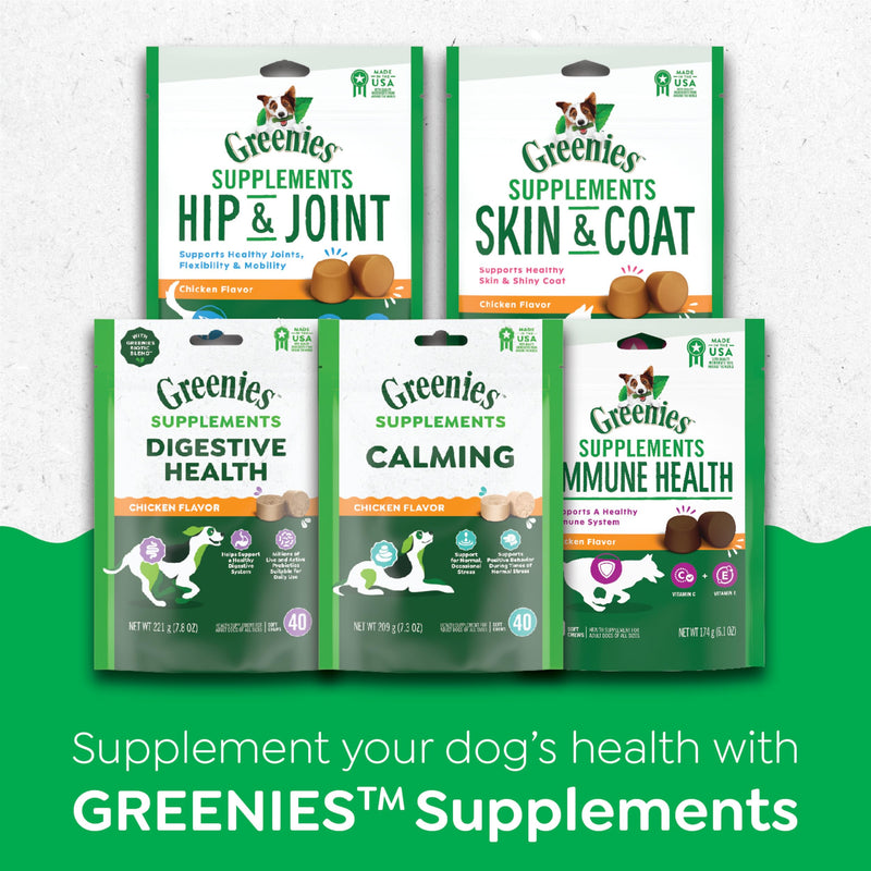 Greenies Supplements Calming Chews for Dogs Chicken Flavor, 40 Count Soft Chews Dog Calming Supplements, 7.3 oz. Container - PawsPlanet Australia