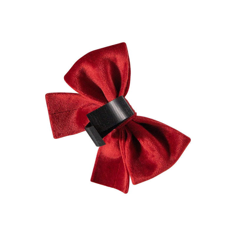 Luxury Red Velvet Adjustable Dog Collar and Bowtie – Comfortable Material With Detachable Bow Tie and Safety Buckle for Dog or Puppy (Extra Small) Extra Small