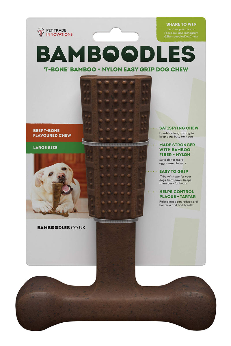 Bamboodles T-Bone Dog Chew for the most even the most aggressive of chewers LARGE BEEF 1 Count (Pack of 1) - PawsPlanet Australia