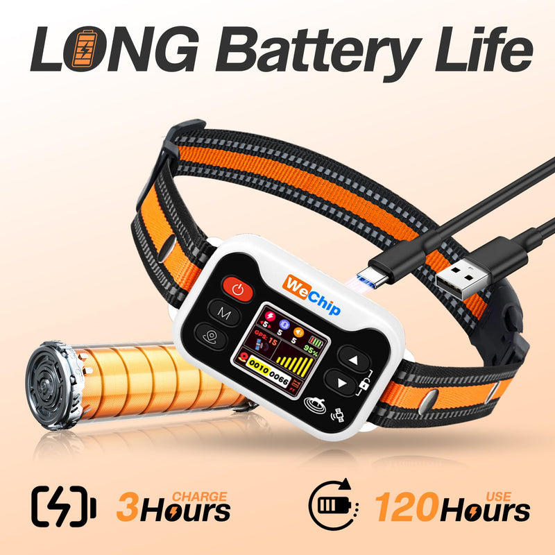 GPS Dog Collar Fence Orange- 3 Modes,GPS Dogs Fence 65-6560FT Wireless Boundary, 122H Rechargeable Battery,Waterproof for Lawns, Farms, Beaches & Walks.