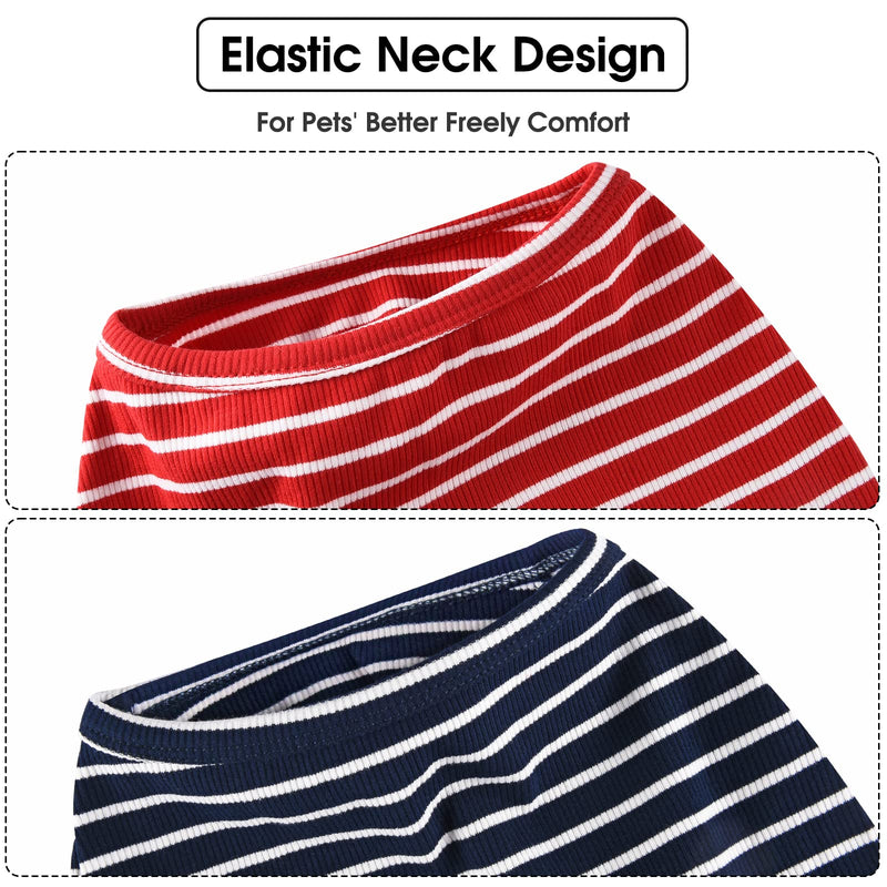 Koneseve Dog Shirt Vest Lightweight Stretchy Dog T-Shirts Soft Cool Shirts Sleeveless Stripe Vests Breathable Clothes for Puppy Kitty Cats Small Medium Large Dogs 2 Pack Red + Blue [ 2XL ] 2XL-(20~30lb) | Chest(~24") - PawsPlanet Australia