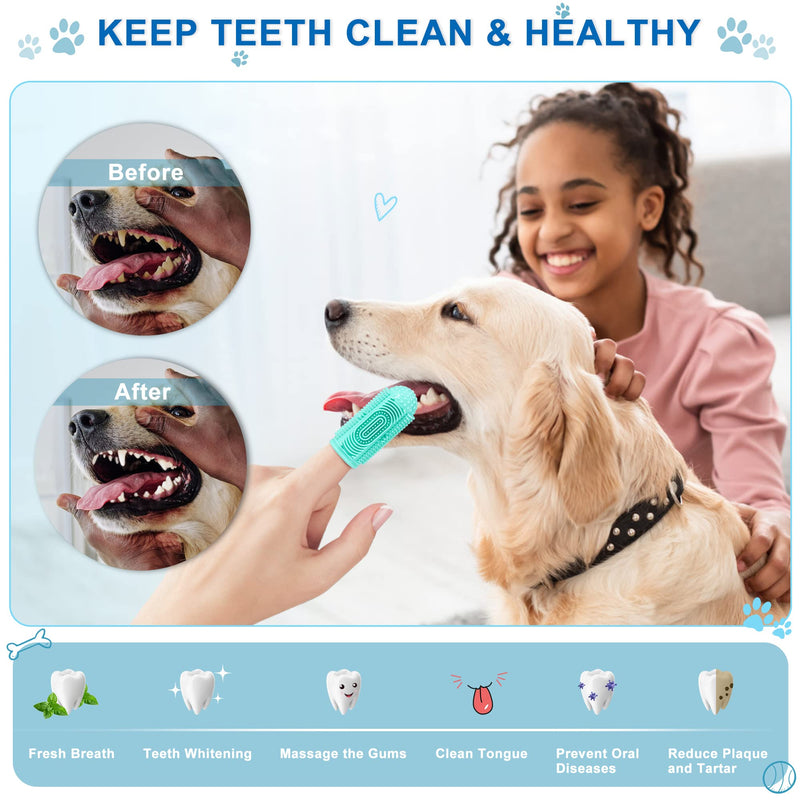 Dog Toothbrush Dog Tooth Brushing Kit 4Pack Dog Finger Toothbrush for Dog Teeth Cleaning&Dog Dental Care,Cat Toothbrush Dog Tooth Brush Puppy Toothbrush Pet Toothbrush Blue Green Pink Purple - PawsPlanet Australia