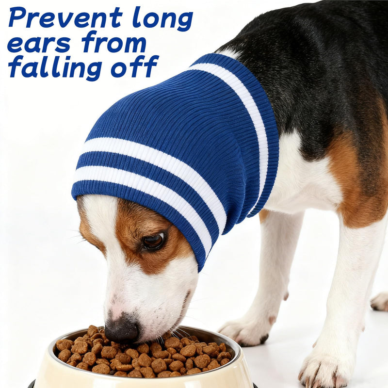 EASY JOY Dog Snood & Ear Protector, Dog Ear Muffs & Cover for Noise Reducing, Anti-Anxiety, Warm Knit Snood for Dogs and Cats Neck Protection, Size M, Blue