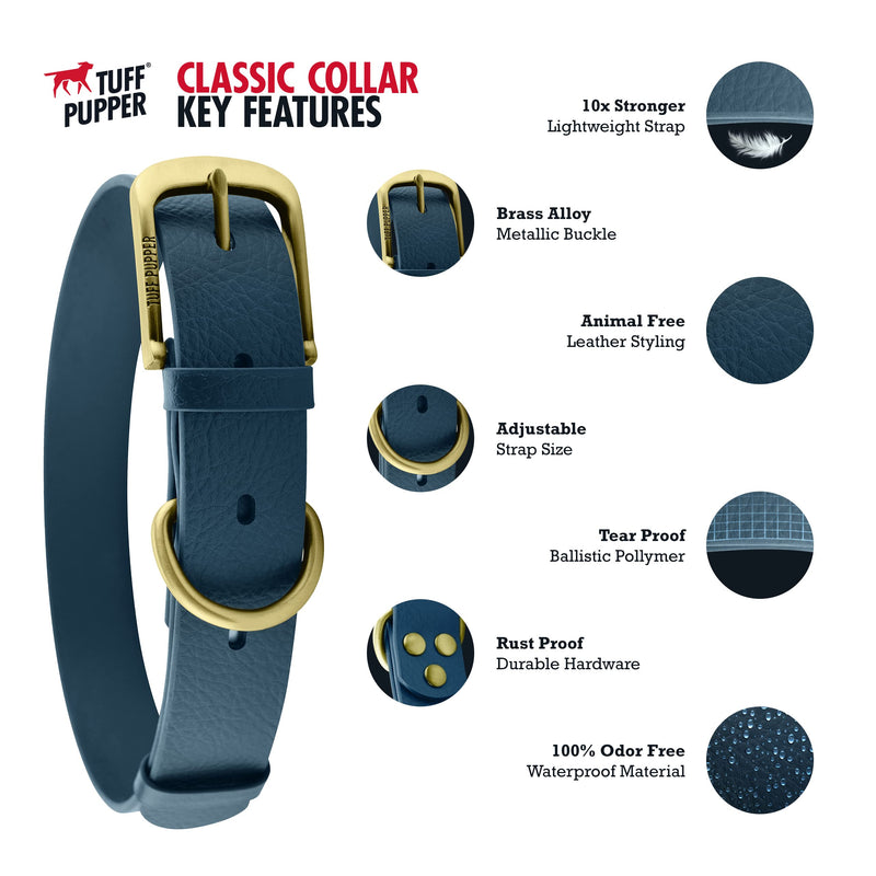 Tuff Pupper Classic Heavy Duty Dog Collar | 10x Stronger Than Leather | 100% Waterproof & Odor Proof Dog Collar | Tough Rust-Proof All Metal Hardware Crimson Red Medium (15 - 19" Neck) - PawsPlanet Australia