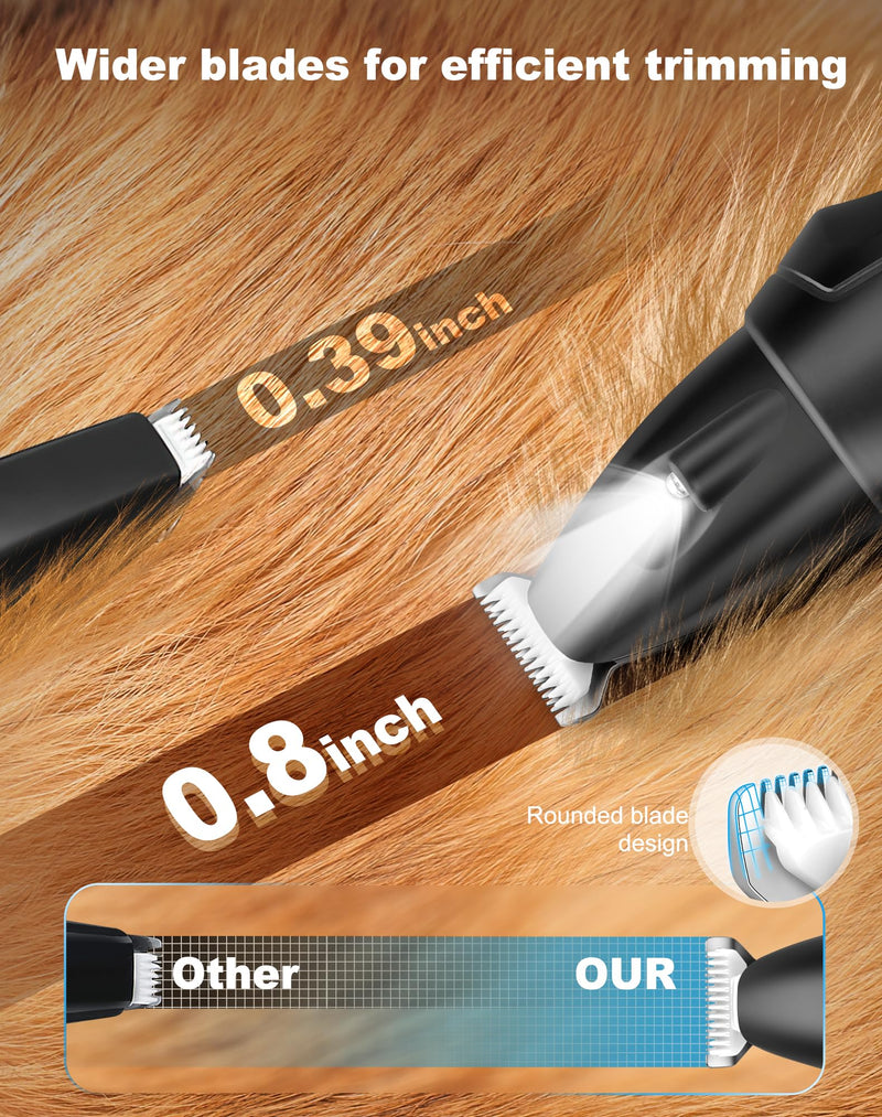 LEYOUFU Dog Paw Trimmer with LED Light, 2 Speed Low Noise Paw Trimmers for Dog's Feet, Cordless Electric Dog Clippers for Grooming Cat Hair Shaver for Paws, Ears, Face, Rump Small Areas (Black) Black - PawsPlanet Australia