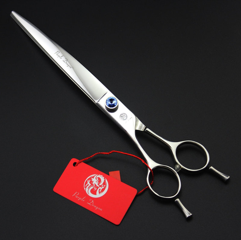 Purple Dragon 8.0" Left Handed Professional Pet/Dog Grooming Hair Cutting Scissors&Downward Curved Scissor &Chunker Shears with Bag - for Mancinism Pet Groomer or Family DIY Downward Curved Scissor - PawsPlanet Australia