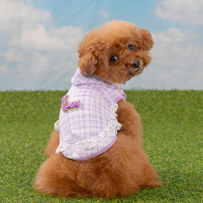Pinkaholic New York Alyse Dog Shirt Hooded Trendy Fashionable Cute Dog Apparel for Small Dogs, Purple, Medium Purple_Alyse - PawsPlanet Australia