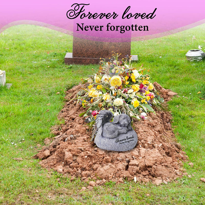 Pet Memorial Gifts for Dogs,Hand-Sculpted Resin Pet Loss Sympathy Gift with LED Light, Pet Angel Sleeping Dog Memorial Stone Statue Pet Headstone Grave Markes for Loss Dog Sympathy Gift - PawsPlanet Australia
