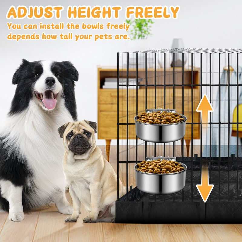 Stainless Steel Dog Bowls, ShineMe 40oz & 60oz No Spill Dog Crate Water and Food Bowls with Hanging Hook for Kennel, Cage and More, 7.0 x 3.7” & 6.2 x 2.5” Feeder Dish for Large and Medium Dogs L (7.0x3.7'' & 6.2x2.5'') - PawsPlanet Australia