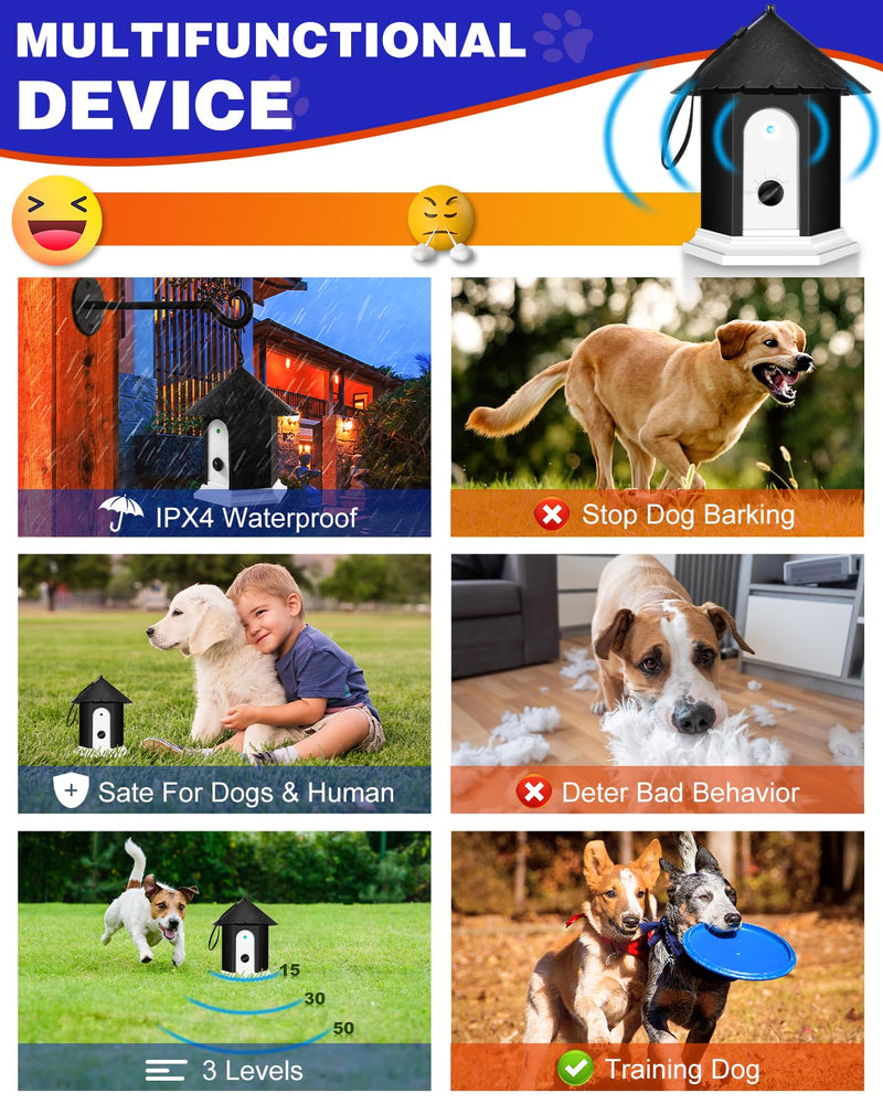 Anti Barking Device, Ultrasonic Dog Barking Deterrent Devices Up to 50 Ft Range, Dog Barking Control Device Bark Box with 3 Modes, Dog Barking Silencer Safe for Dogs & People - PawsPlanet Australia