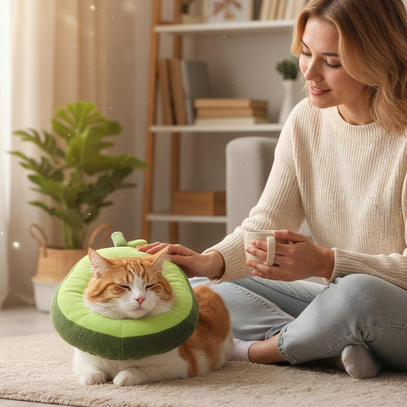 Adjustable Cat Cone Soft Cat Recovery Collar Cute Kitten Fruits Shaped Cats Neck Collar Comfortable Pet Neck Strap Lightweight Elizabethan Cone for Cats Kitten and Puppies