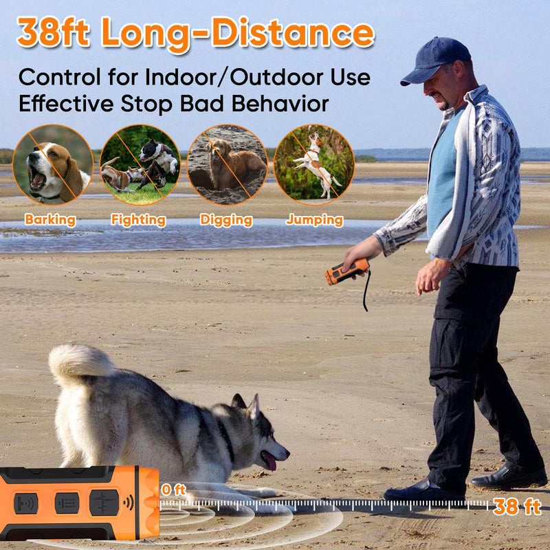 Dog Bark Deterrent Device, Ultrasonic Anti-Barking Trainer, Safe & Effective Portable Bark Control for Dogs Indoor & Outdoor Use, Long Distance Ultrasonic Stop Barking Neighbors Dog