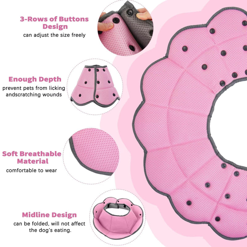Dog Cone for Dogs After Surgery,Adjustable Protective Dog Recovery Collars & Cones for Large Medium Small Dogs Cats,Comfy Soft Dog Cones Prevent Pets from Touching Stitches Rashes,Wounds,Pink,L L(Neck Girth:13.39"-17.32") Pink - PawsPlanet Australia