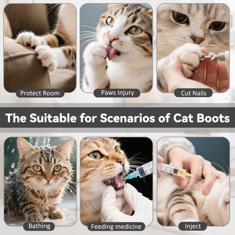 Cat Booties Anti Scratch Mittens,4 PCS cat Claw Covers,Mesh Breathable Cat Shoes,Adjustable Cats Anti Scratch Gloves,Suitable for Cats When Bathing and Nail Trimming S - PawsPlanet Australia