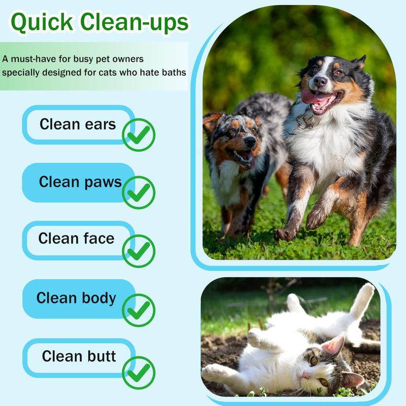 Dog Wipes Cleaning Deodorizing & Washing Gloves for Pets, Glove Wipes Pro for Dogs & Cats with Coconut Oil, Extra-Thick,Lick-Safe for Paws,Eyes,Ears&Body, Rinse-Free Waterless Bath,6PCS 6PCS - PawsPlanet Australia