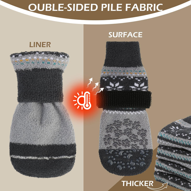 EXPAWLORER Anti Slip Dog Socks to Prevent Licking Paws, Fuzzy Dog Boots & Paw Protectors, Dog Booties for Winter, Dog Shoes for Hardwood Floors, Small Medium Large Senior Dogs,Grey M Grey - PawsPlanet Australia