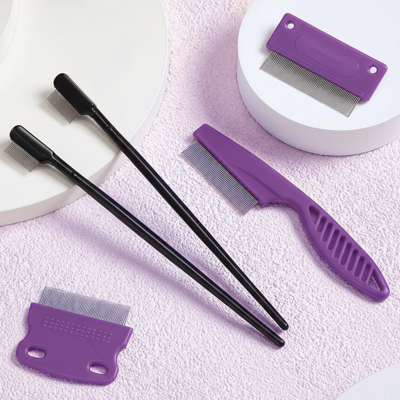 5 Pieces Dog Eye Combs Tear Stain Remover Combs Pet Grooming Comb for Small Dogs Gently Removing Eye Mucus and Crust (Purple, Black) Purple, Black