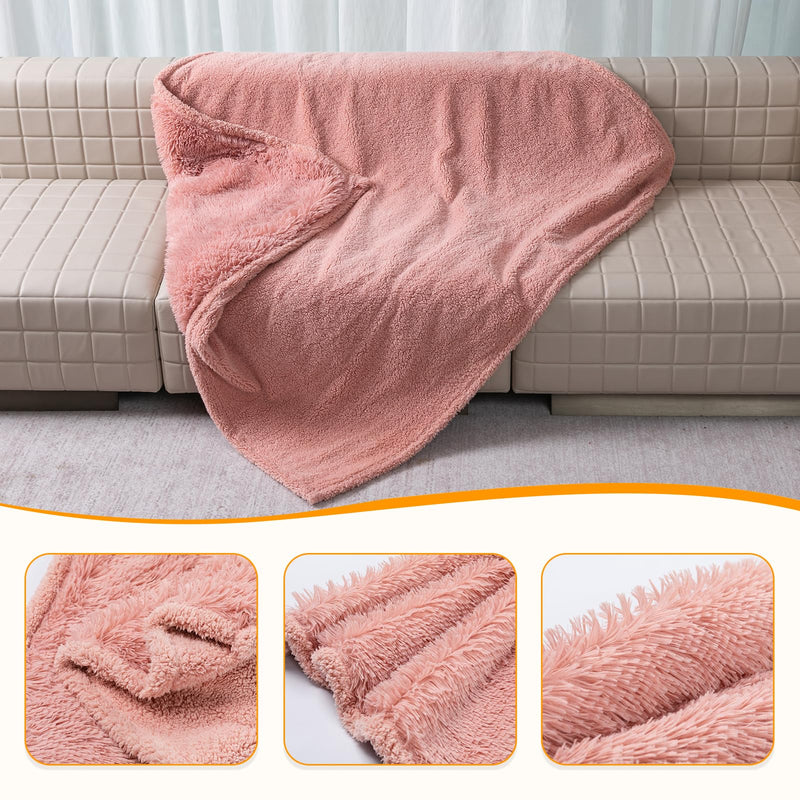 Pink Calming Dog Blanket Waterproof Pet Blankets Fluffy Long Faux Fur Cat Throw Blankets for Couch Furniture Protector Love Bed Cover Washable(Pink,M) Pink M-57*40in(145*100cm) - PawsPlanet Australia