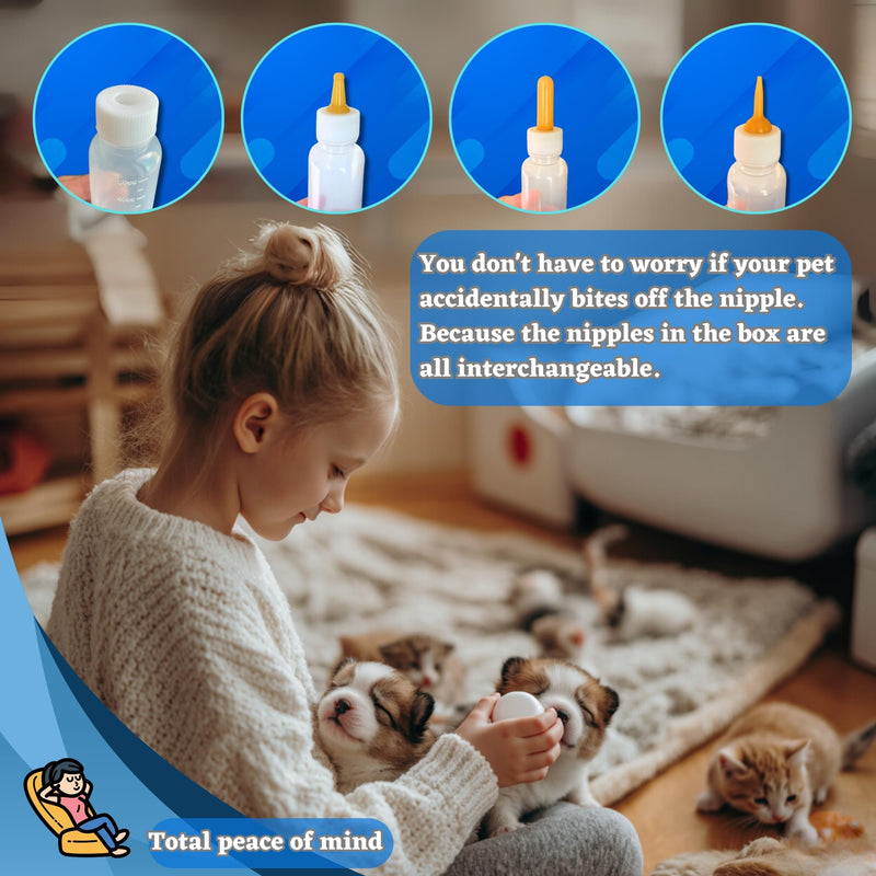 Kitten nursing nipples Puppy nipples for nursing newborn, Kitten bottle feeding, Baby dog milk bottle for kittens, Syringe for liquid, Feeding products for kittens, 100% BPA free, Formula dispenser. - PawsPlanet Australia