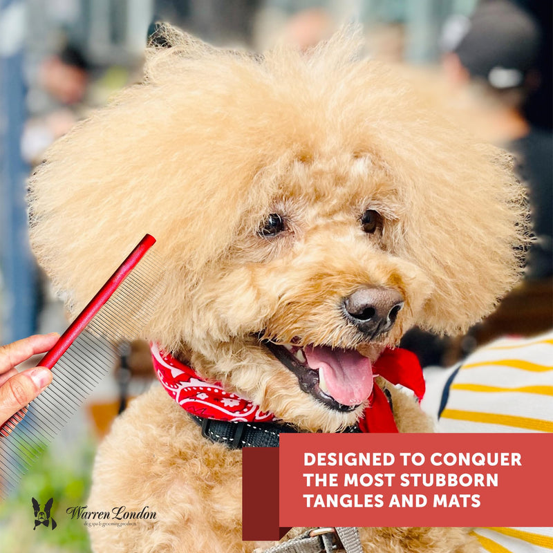 Warren London Detangling Strong Comb for Dogs | 10 inches | Comfort Control Durability and Detail for Small Medium Large Dogs | Ergonomic Dog Cat Grooming Pet Supplies Deshedding Mat Tool - PawsPlanet Australia