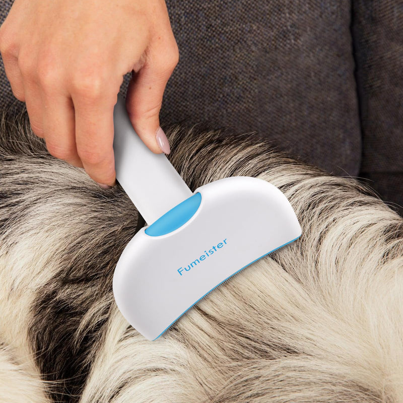 Pet Undercoat Deshedding Tool for Dogs - Wide Curved Undercoat Brush for Effortless Pet Deshedding, Loose Hair Remover for Dogs & Cats (White) (Blue) Blue - PawsPlanet Australia