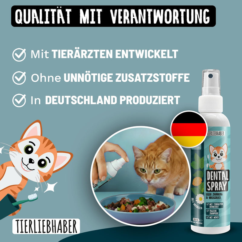 TIERLIEBHABER Dental Spray for Cats Dental Care - Dental Care Cats Toothpaste Alternative - Against Cat Bad Breath & Tartar Cat 100% Natural - Veterinarian Developed in Germany