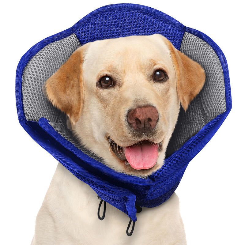 AOFITEE Large Dog Cone, Soft Dog Cone Collar, Adjustable Dog Cone for Dogs After Surgery, Breathable Mesh Dog Surgery Collars & Cones, Elizabethan Collar for Dogs to Prevent Licking Wounds X-Large Blue - PawsPlanet Australia