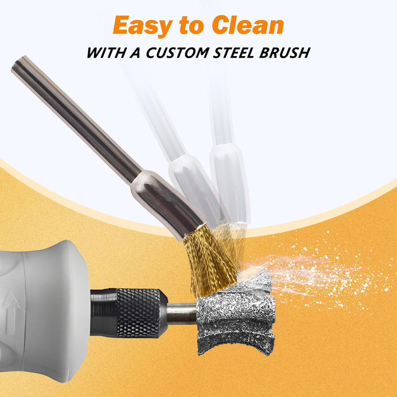 Faster Cooling Pet Nail Grinder Tip Sawtooth Wheel, Anti-Clogging Diamond Dog Nail Grinding Tips with Steel Brush for 1/8" Dremel Rotary Tools & Many Brands for Small Medium Large & Anxious Dogs ShapeC(2P 80#) - PawsPlanet Australia