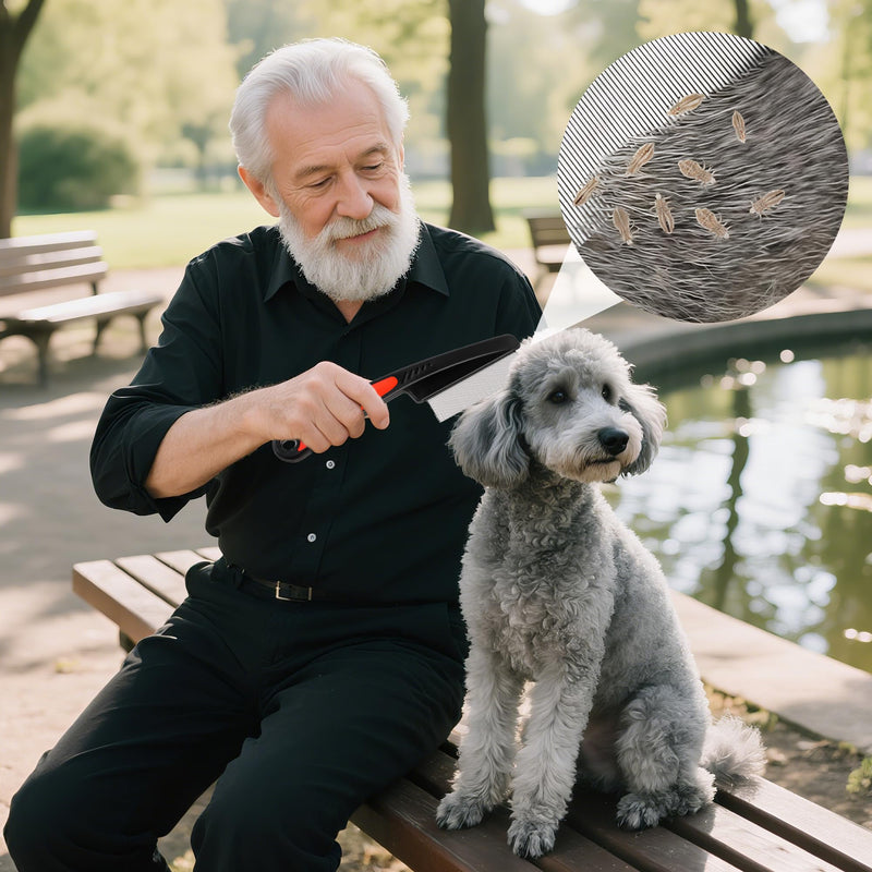 Black Flea Comb for Dogs and Cats Fine Tooth Grooming Tool for Pets Daily Coat and Hair Care Black