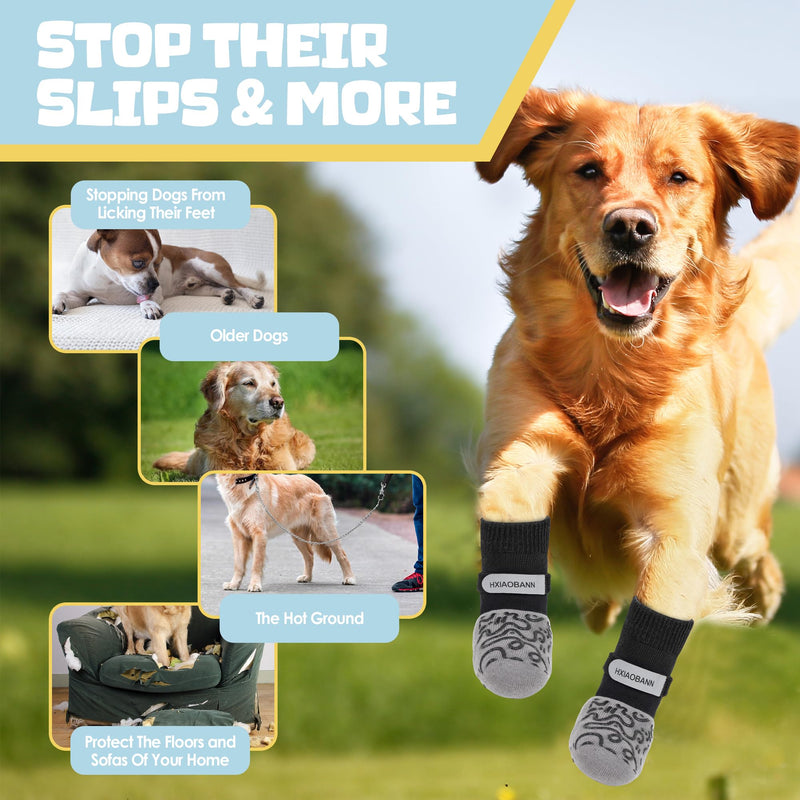 6PCS HXIAOBANN Dog Socks to Prevent Licking Paws, Dog Socks for Hardwood Floors Anti Slip, Reflective Straps, Socks for Dogs, Dog Paw Protector, Non Slip Dog Socks for Small, Medium, Large Dogs(S) S - PawsPlanet Australia