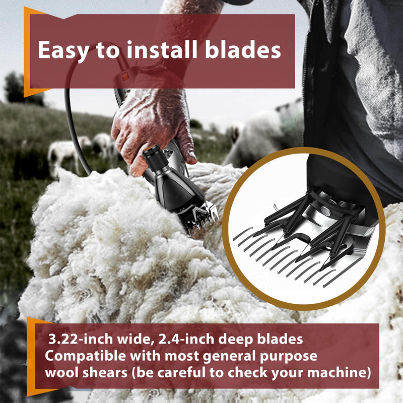 Sheep Shears Wool Clippers Universal Replacement Blades, Shearing Comb and Cutter Blade Set, Stainless Steel Straight 13-Teeth Detachable Trimmer Shears for Grooming Goats, Lambs, Llamas, Alpacas Straight 13-tooth Silver - PawsPlanet Australia