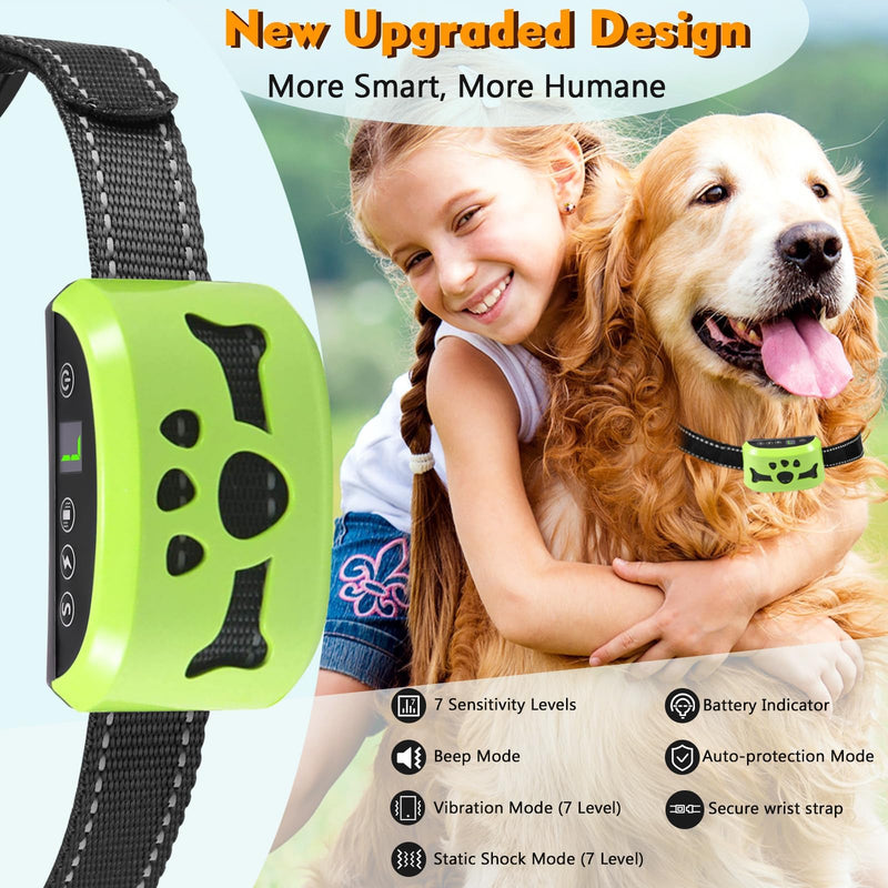 Dog Bark Collar, Anti Bark Collars for Large Medium Small Dogs with 7 Level Sensitivity Adjustable and 4 Stop Barking Modes, Rechargeable Bark Collar No Shock for Dogs with Beep Vibration Shock Blue