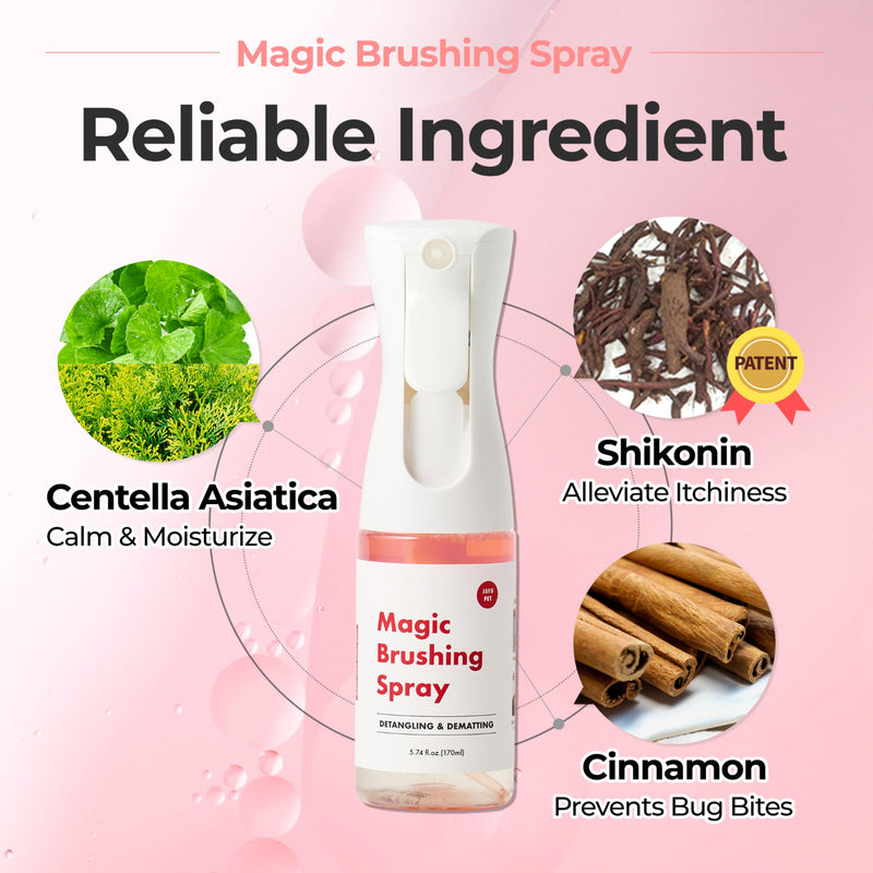 JAYU PET Magic Brushing Spray - Fur Detangler & Dematting Solution, Hypoallergenic Deodorizer, Conditioner & Itch Relief, Shining & Grooming Spray for Dogs (5.8fl oz, 170ml) Detangling & Deodorizing - PawsPlanet Australia