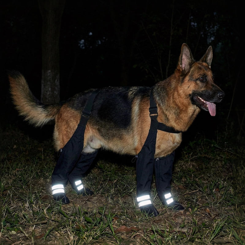 Dog Suspender Boots for Large Dogs – Waterproof & Non-Slip Dog Paw Protectors with Adjustable Straps & Reflective Strips, All-in-One Connected Dog Boots for Outdoor Walks, Snow, Rain, Hiking (XL) XL - PawsPlanet Australia